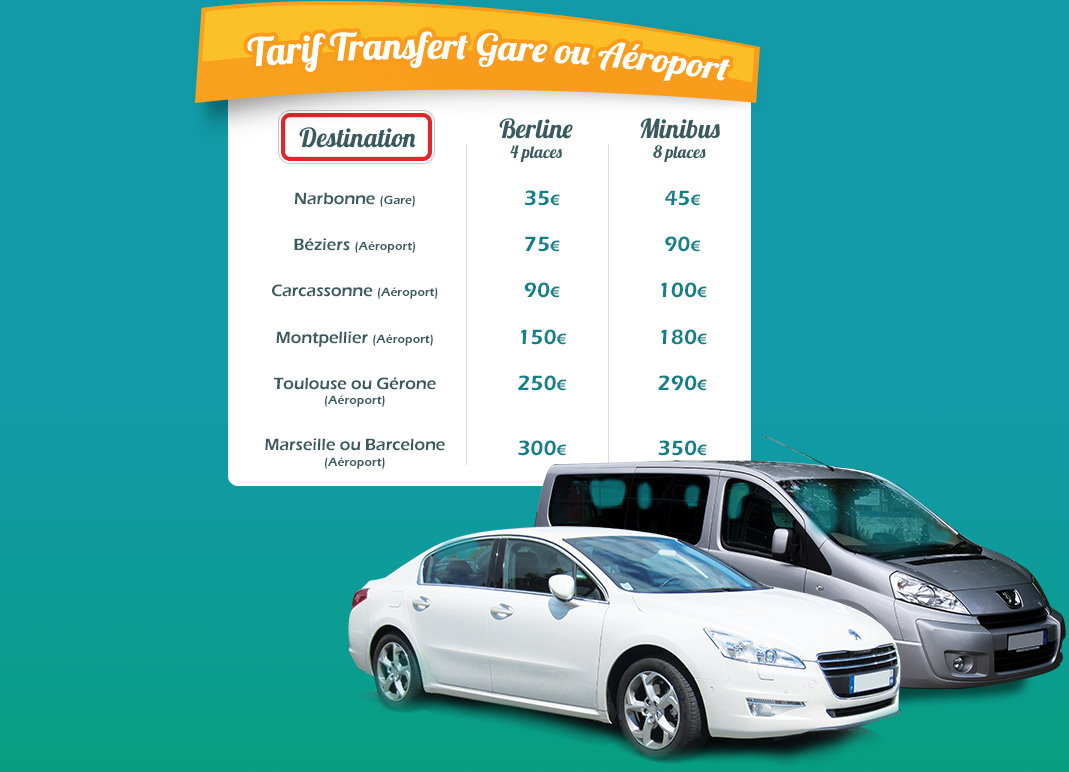 Tarif transfert gare ou aéroport